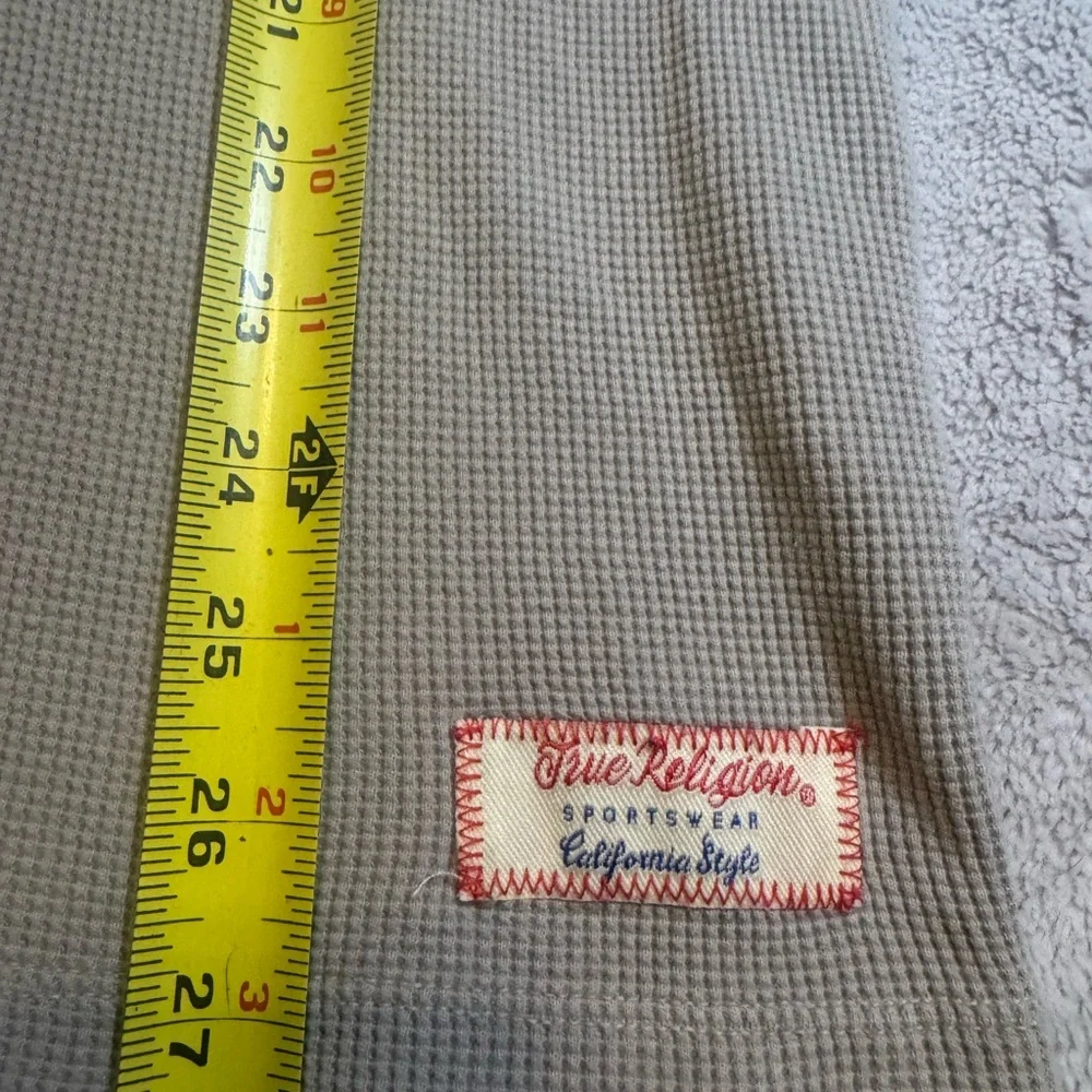 True Religion Brand‎ Jeans Gray Waffle Knit Henley Thermal Y2K USA L